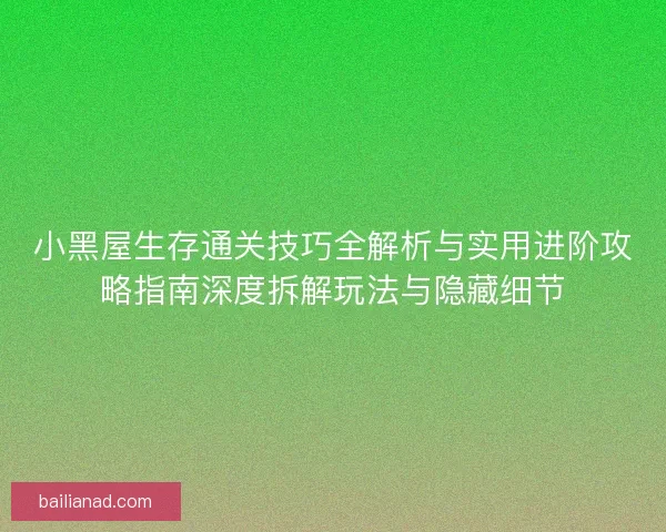 小黑屋生存通关技巧全解析与实用进阶攻略指南深度拆解玩法与隐藏细节